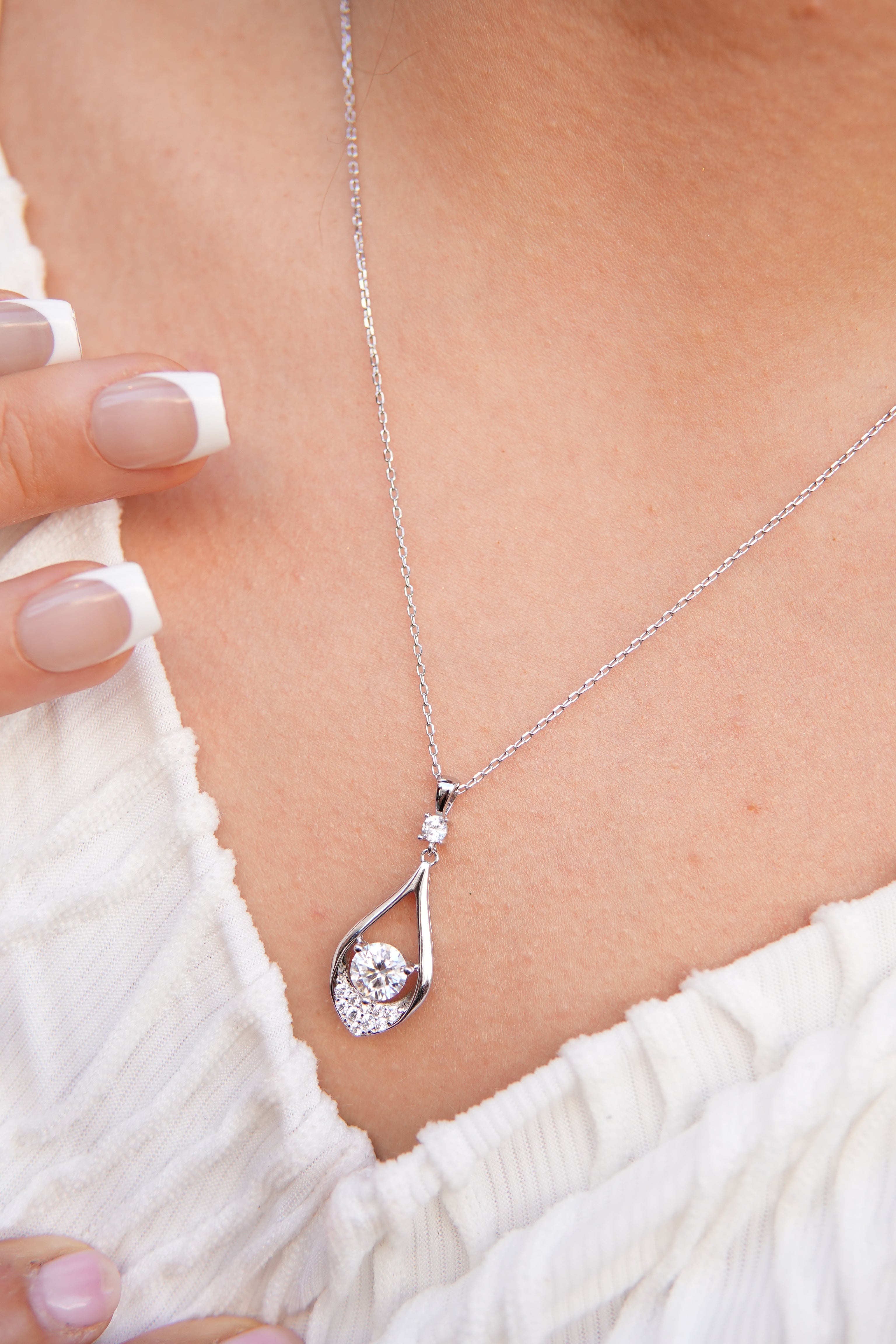 Collier Mira Moissanites Argent Massif Rhodié