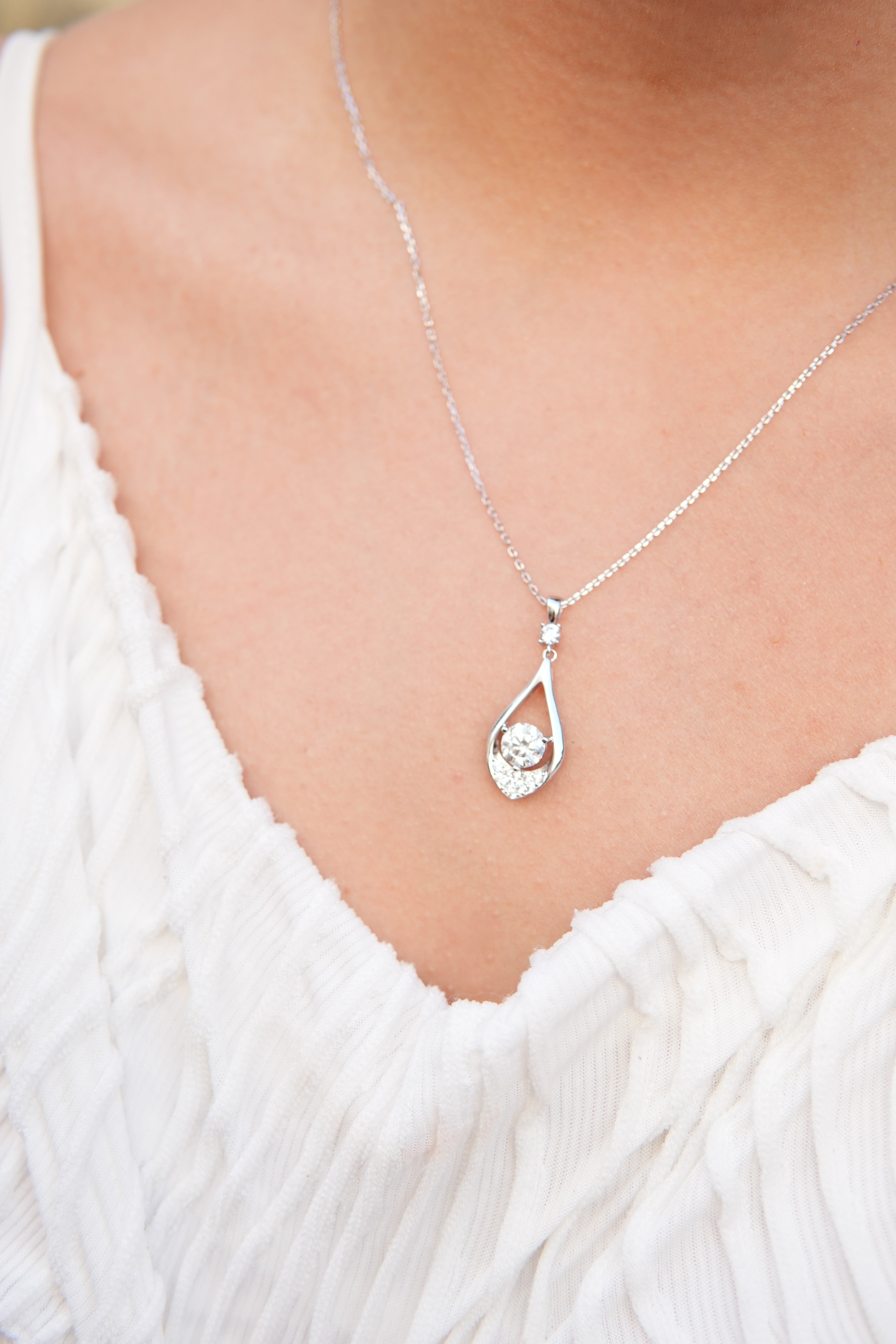Collier Mira Moissanites Argent Massif Rhodié