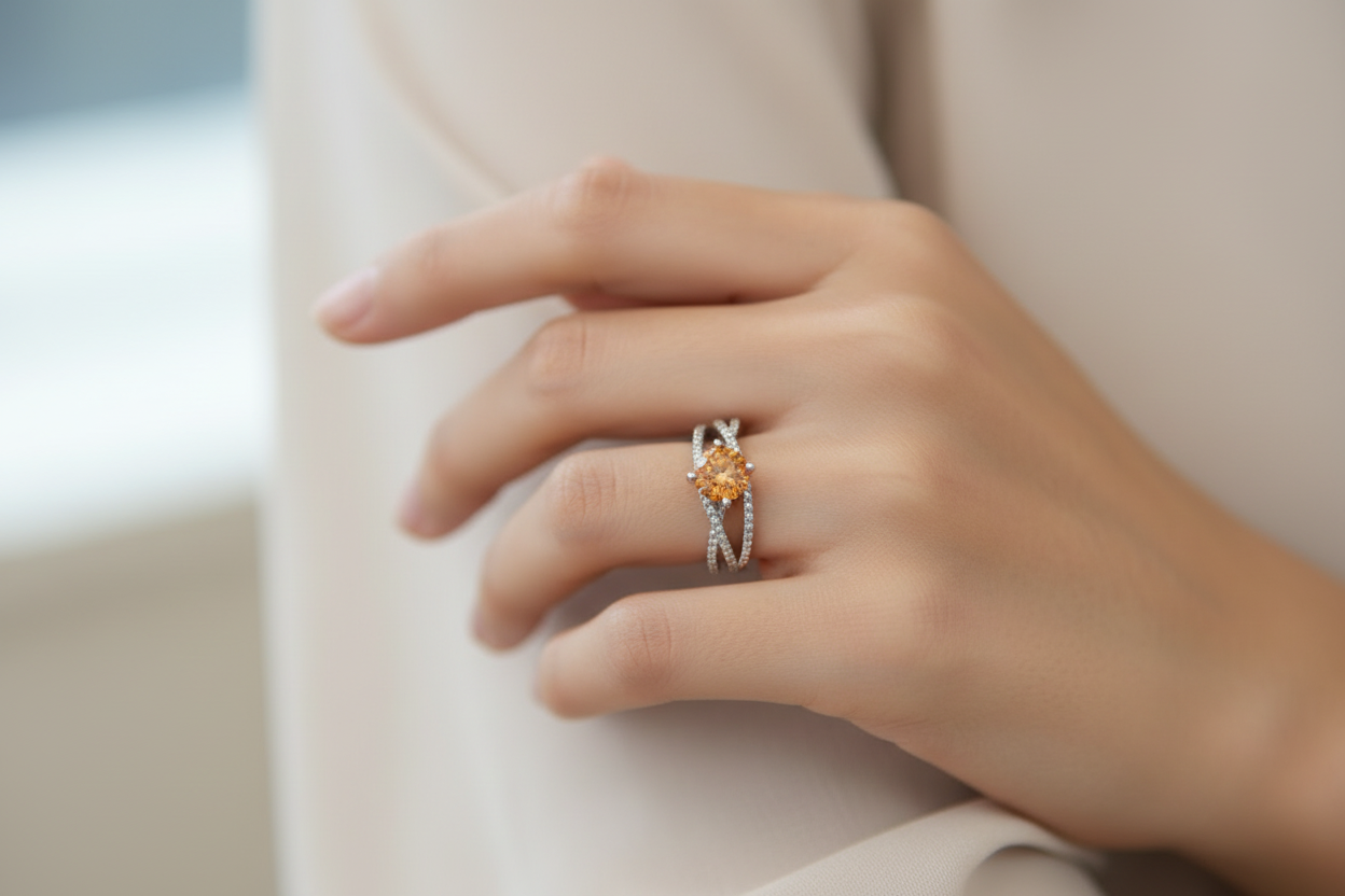 Bague Lumina Moissanite Argent Massif Rhodié