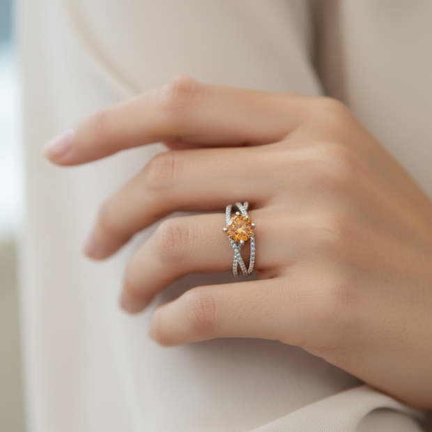 Bague Lumina Moissanite Argent Massif Rhodié