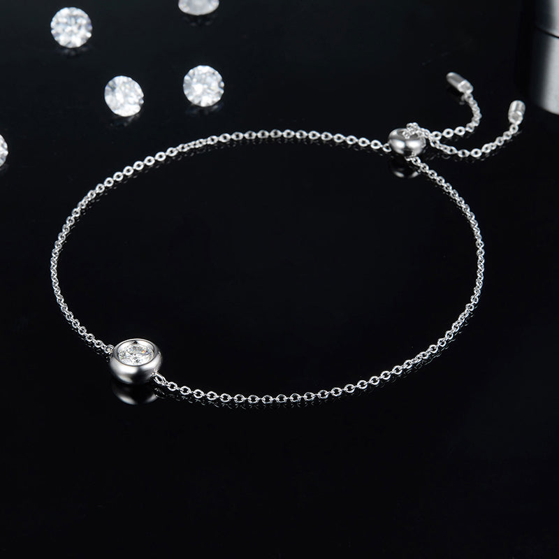 Bracelet Moissanite sertie clos Argent Massif Rhodié