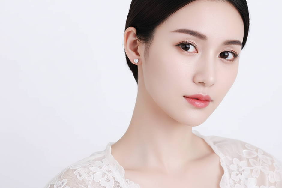 Boucles d’oreilles Solitaire Cœur Moissanites Argent Massif Rhodié