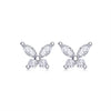 Boucles d'oreilles Papillon Moissanites Argent Massif Rhodié