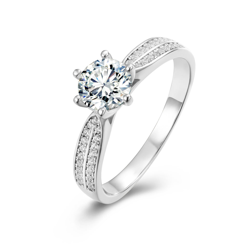 Bague Grace Moissanite Argent Massif Rhodié