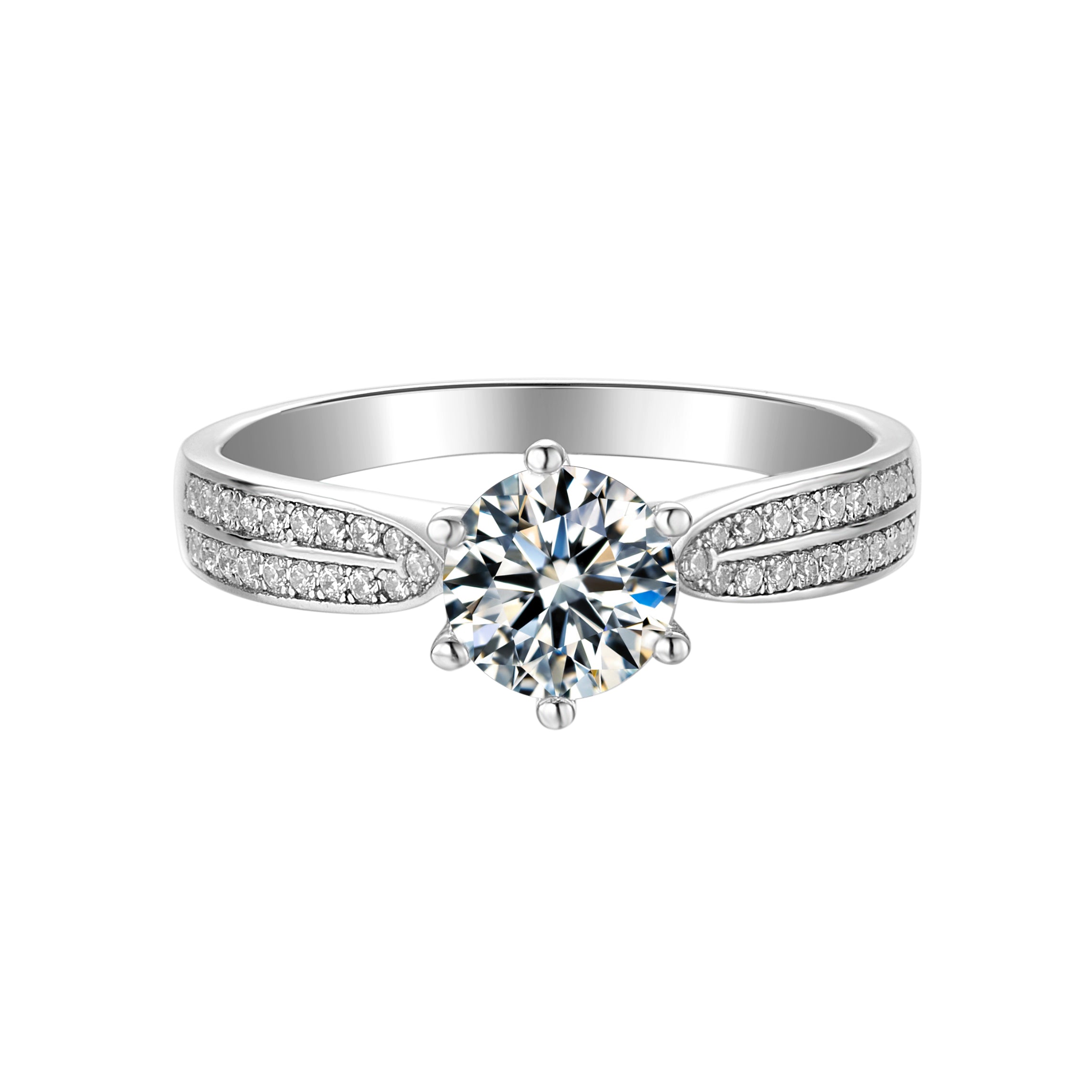 Bague Grace Moissanite Argent Massif Rhodié