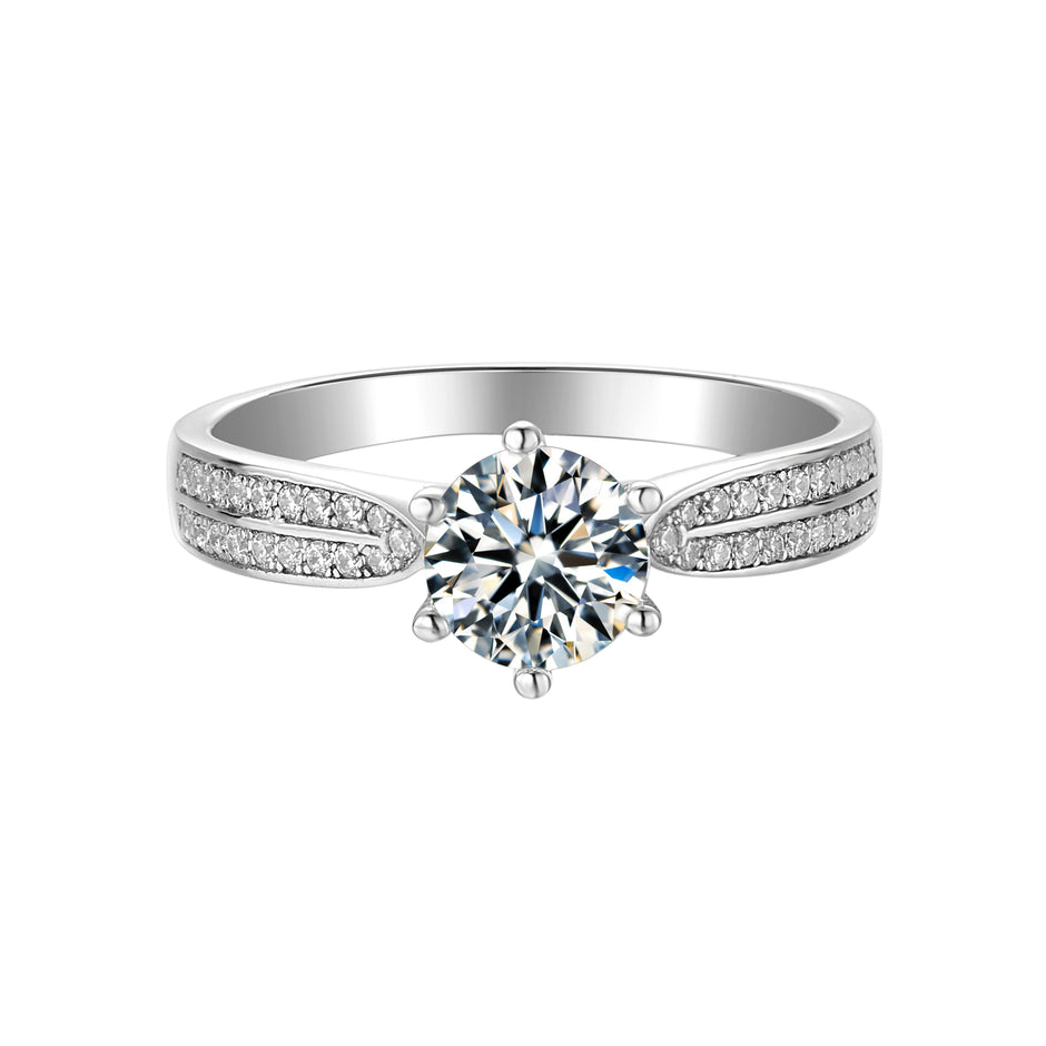 Bague Grace Moissanite Argent Massif Rhodié