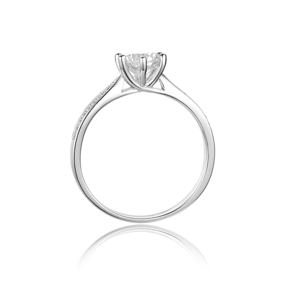 Bague Grace Moissanite Argent Massif Rhodié