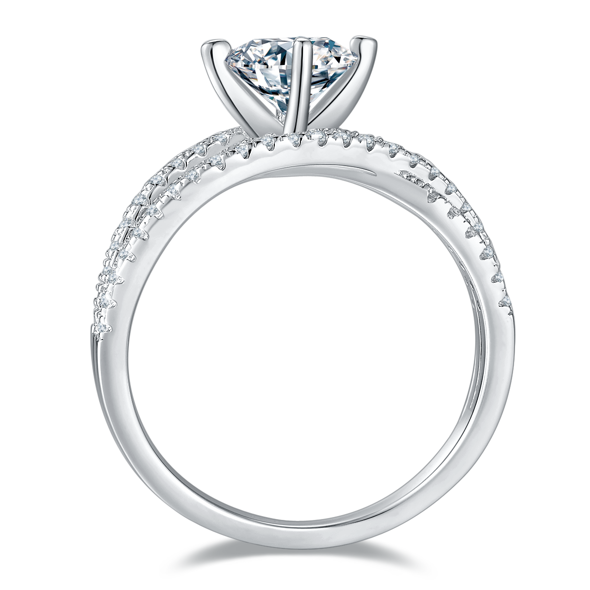 Bague Lumina Moissanite Argent Massif Rhodié