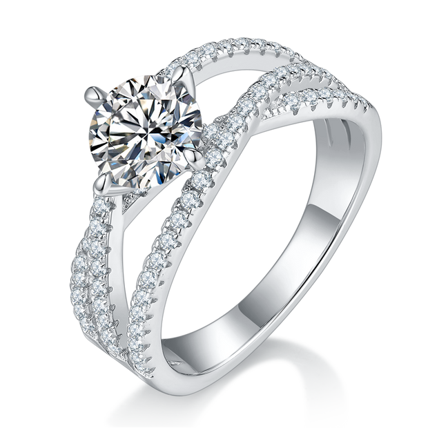 Bague Lumina Moissanite Argent Massif Rhodié