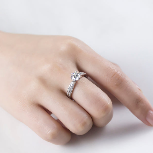 Bague Grace Moissanite Argent Massif Rhodié
