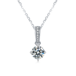 Collier Solitaire Rond serti Moissanite Argent Massif Rhodié