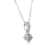 Collier Solitaire Rond serti Moissanite Argent Massif Rhodié