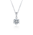 Collier Solitaire Moissanite Rond Argent Massif Rhodié