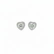 Boucles d’oreilles Cœur serti Moissanites Argent Massif Rhodié