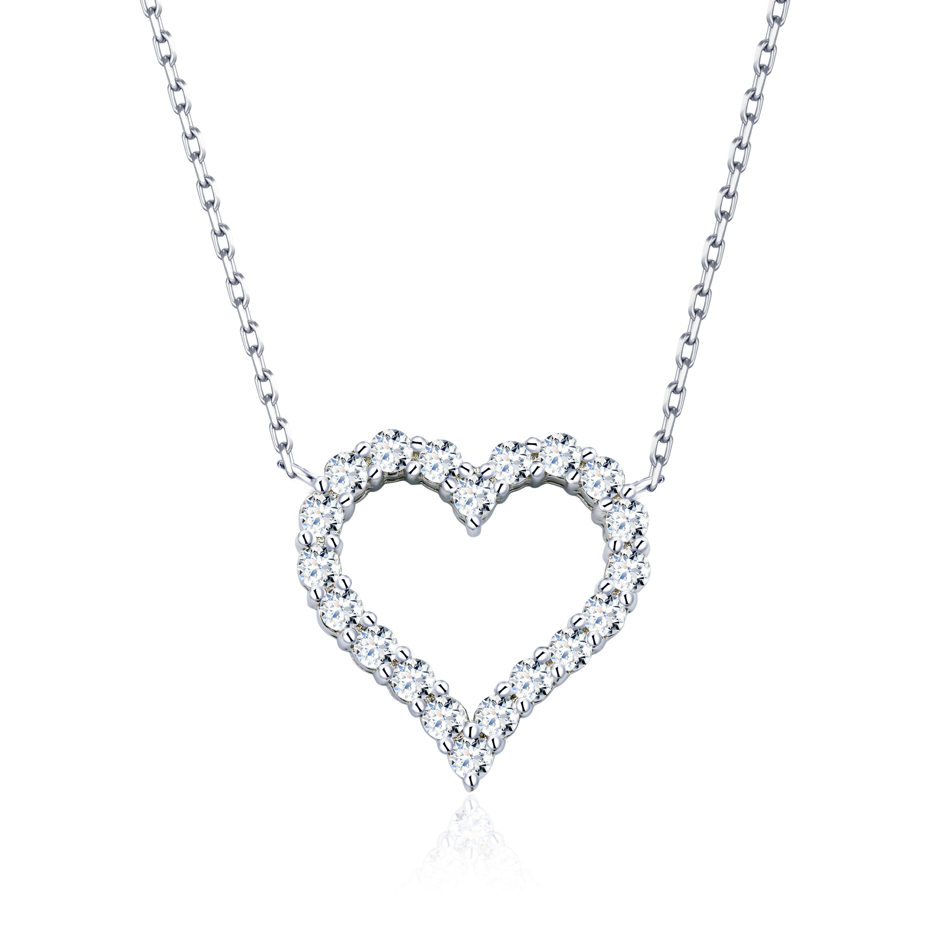 Collier Cœur Iana Moissanites en Argent Massif Rhodié
