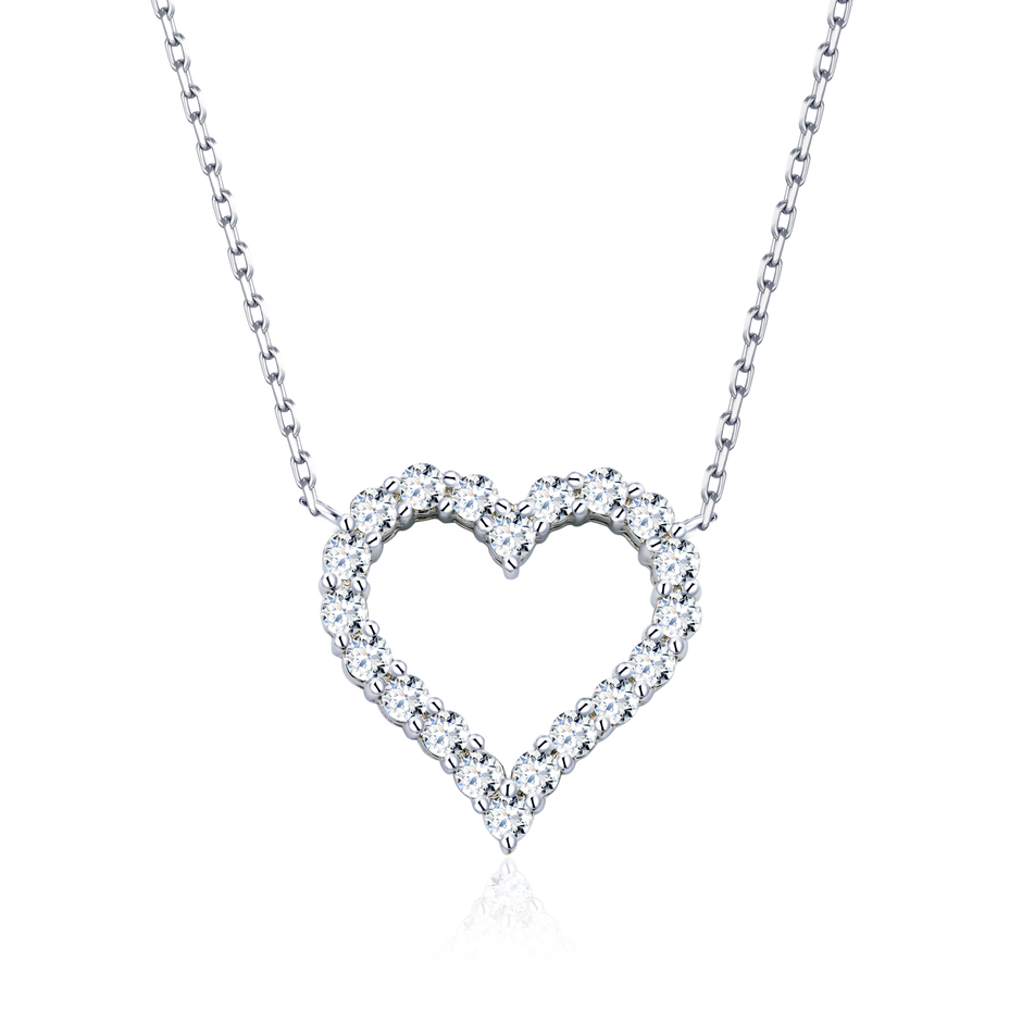 Collier Cœur Iana Moissanites en Argent Massif Rhodié