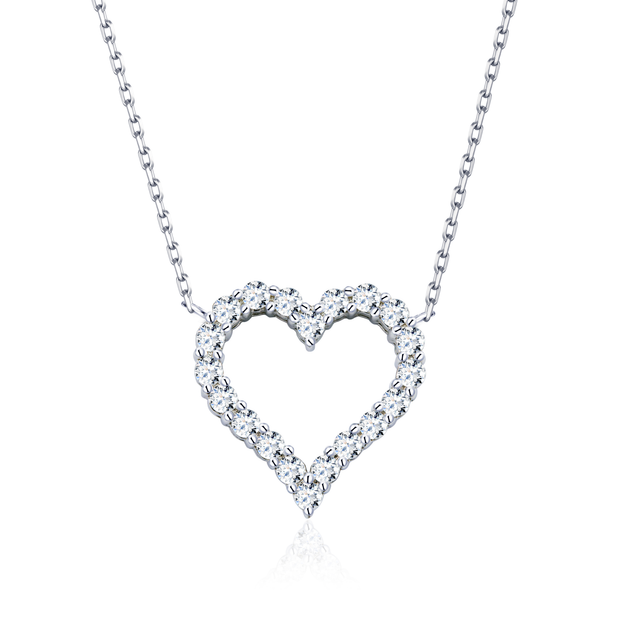 Collier Cœur Iana Moissanites en Argent Massif Rhodié