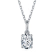 Collier Solitaire Moissanite Ovale Argent Massif Rhodié