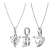 Collier Solitaire Moissanite Cœur Argent Massif Rhodié