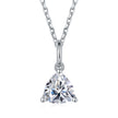 Collier Solitaire Moissanite Triangle Argent Massif Rhodié