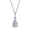 Collier Solitaire Moissanite Goutte Argent Massif Rhodié