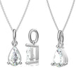 Collier Solitaire Moissanite Goutte Argent Massif Rhodié