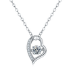 Collier Cœur Motion Asymétrique Moissanite Argent Massif Rhodié