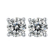 Boucles d’oreilles Solitaire Rondes Moissanites Argent Massif Rhodié