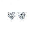 Boucles d’oreilles Solitaire Cœur Moissanites Argent Massif Rhodié