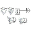 Boucles d’oreilles Solitaire Cœur Moissanites Argent Massif Rhodié