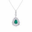 Collier Alissa Emeraude de synthèse et Moissanites Argent Massif Rhodié