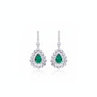 Boucles d’oreilles pendantes Alissa Emeraude de synthèse et Moissanites Argent Massif Rhodié