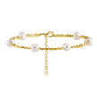 Bracelet géométrique argent massif doré et perles naturelles