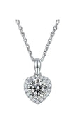 Collier Cœur Serti Moissanites Argent Massif Rhodié