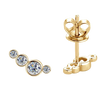 Boucles d'oreilles puces géométrique argent massif doré à l'or fin et moissanites