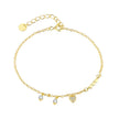 Bracelet Cœur argent massif doré & zirconium