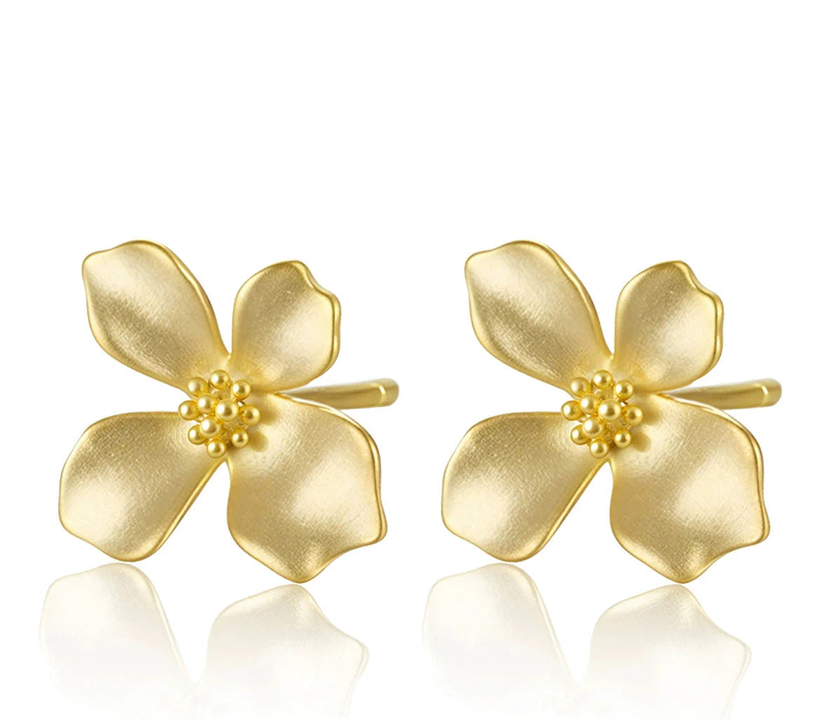 Boucles d'oreilles Flora puces argent massif doré à l'or fin