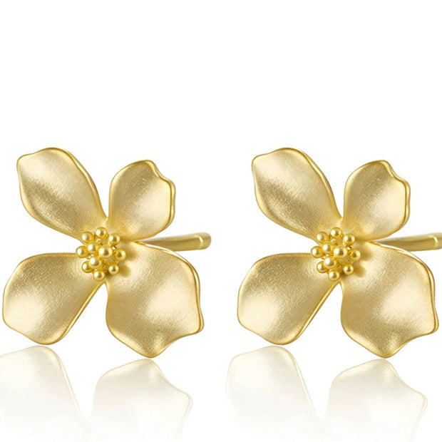 Boucles d'oreilles Flora puces argent massif doré à l'or fin