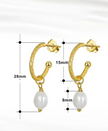 Boucles d'oreilles rétro argent massif doré à l'or fin et perles naturelles