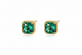 Boucles puces carré argent massif doré & zirconium