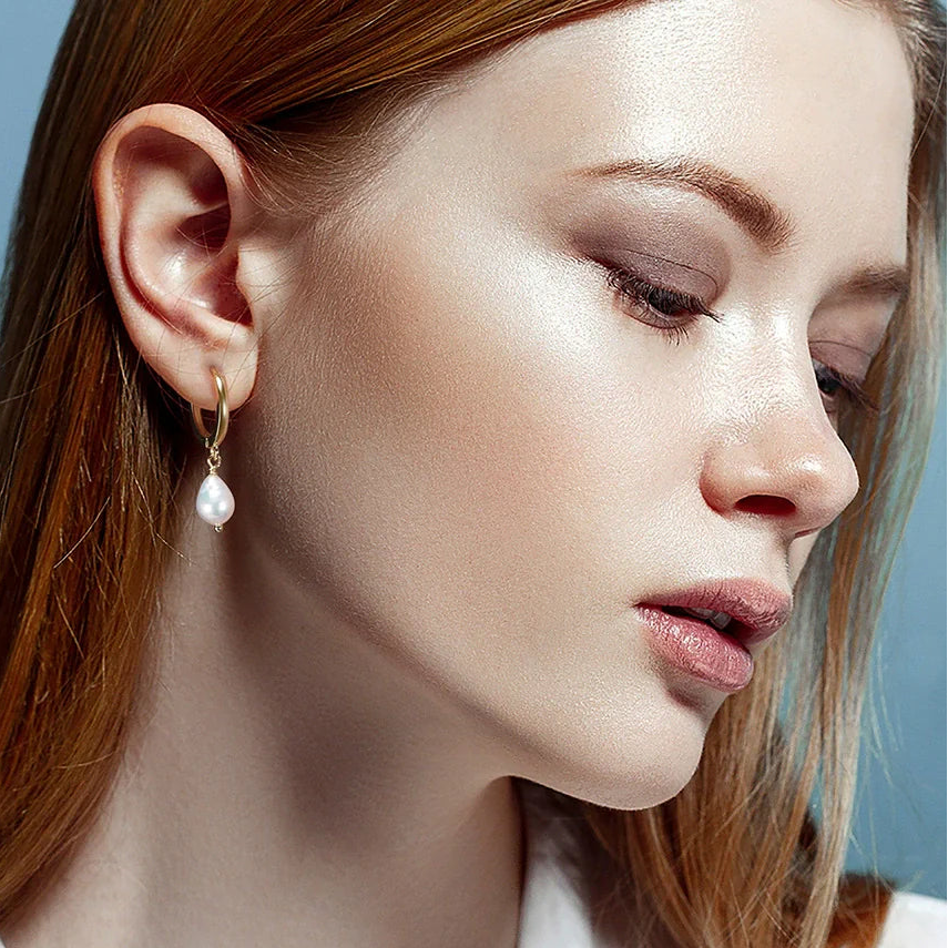 Boucles d'oreilles Pipa Argent Massif doré, perles naturelles baroques de style Pipa