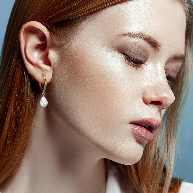 Boucles d'oreilles Pipa Argent Massif doré, perles naturelles baroques de style Pipa