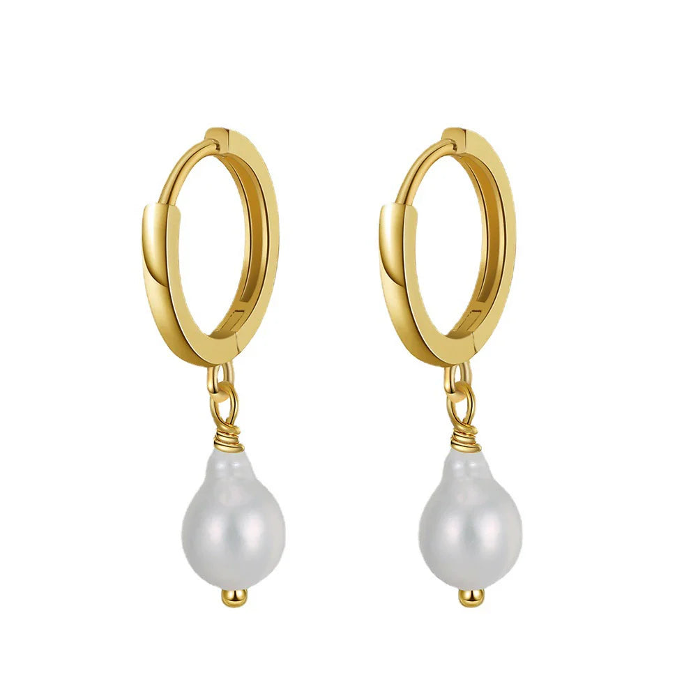 Boucles d'oreilles Pipa Argent Massif doré, perles naturelles baroques de style Pipa