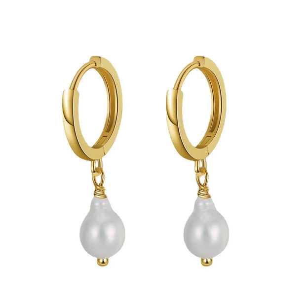 Boucles d'oreilles Pipa Argent Massif doré, perles naturelles baroques de style Pipa