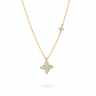 Collier trèfle à quatre feuilles double argent massif doré