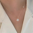 Collier trèfle à quatre feuilles double argent massif doré
