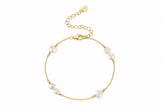 Bracelet minimaliste argent massif 925 millièmes doré à l'or fin et perles naturelles