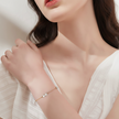 Bracelet minimaliste argent massif 925 millièmes doré à l'or fin et perles naturelles