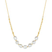 Collier géométrique argent massif doré & perles naturelles