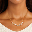 Collier géométrique argent massif doré & perles naturelles